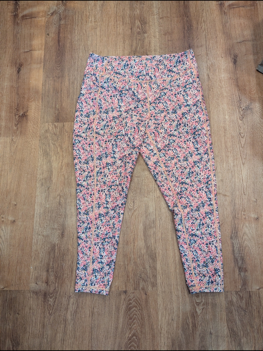Floral Print Active Leggings - Pink & Navy